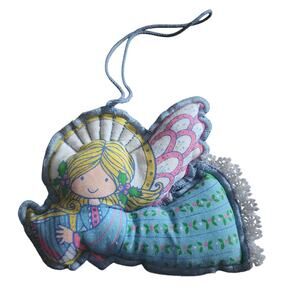 1979 Hallmark Christmas Angel Music Quilted Fabric Ornament